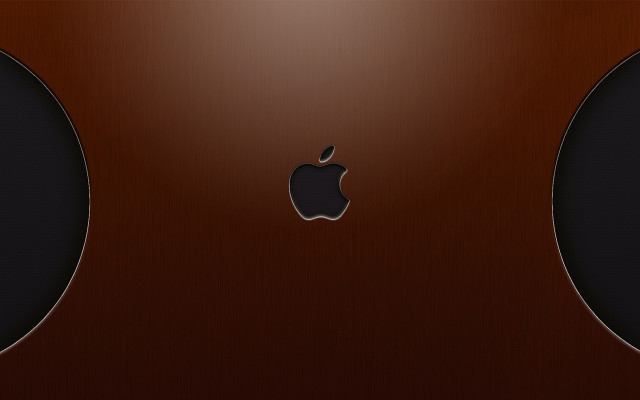 Brown apple logo wooden surface free wallpaper - medium preview image