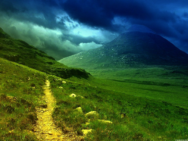 Lush path green field cloudy free wallpaper - medium preview image