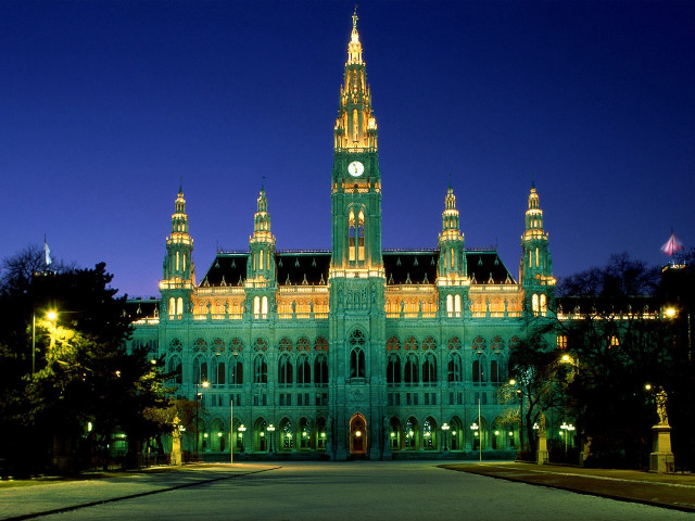 Large building clock tower night #27 free wallpaper - medium preview image