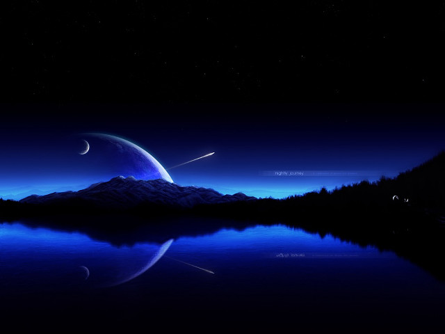 Night mountain lake crescent moon #5 free wallpaper - medium preview image