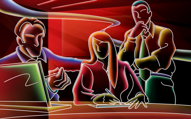 Man woman sitting table laptop #3 free wallpaper - medium preview image