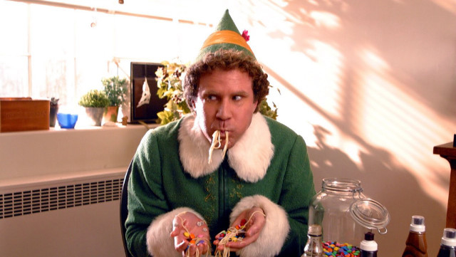 Man party hat eating donut free wallpaper - medium preview image