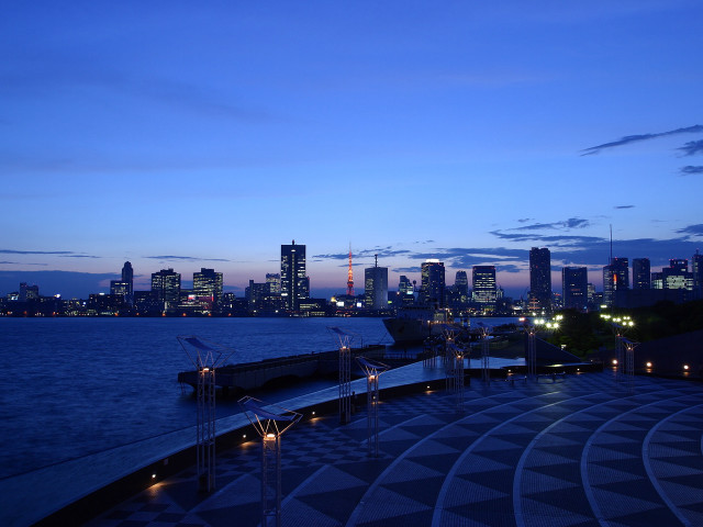 City skyline night water dome free wallpaper - medium preview image