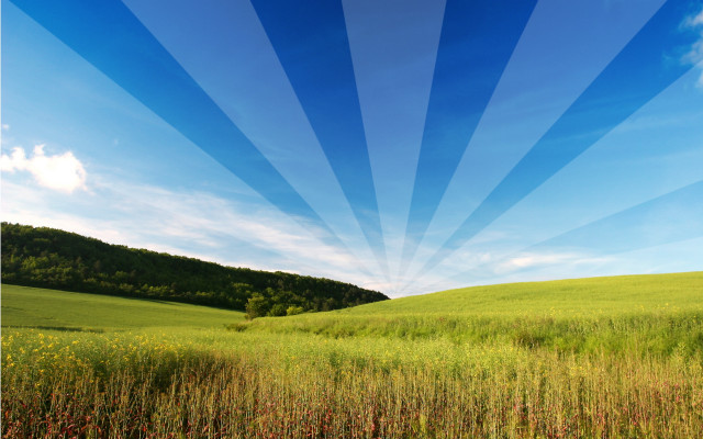 Blue sky sun rays green free wallpaper - medium preview image
