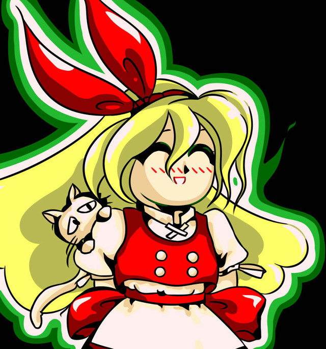 Cartoon girl cat shoulder red free wallpaper - medium preview image