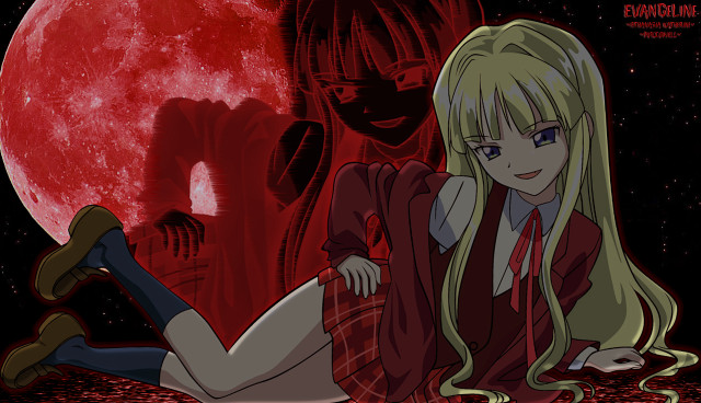 Red moon woman night sky free wallpaper - medium preview image