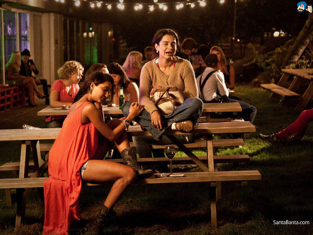 Picnic tables night park lights free wallpaper - medium preview image