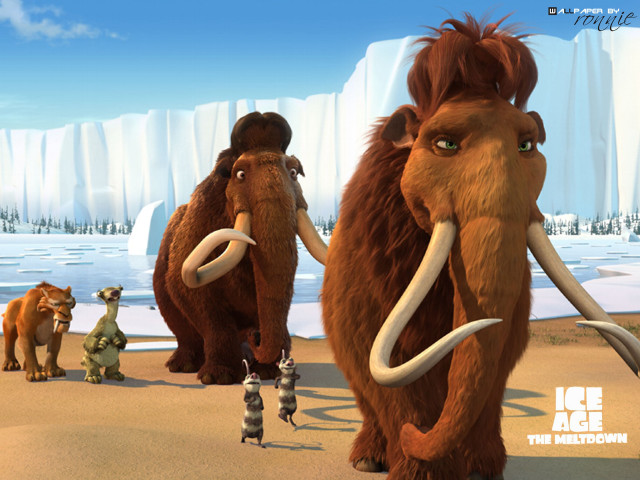 Ice age mammoths desert icebergs free wallpaper - medium preview image