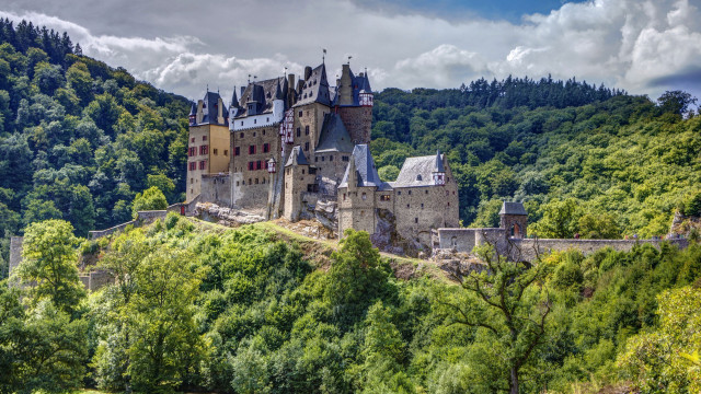 Castle hill trees background clouds free wallpaper - medium preview image