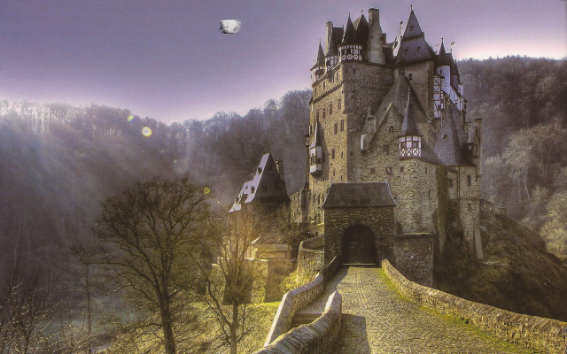 Castle walkway entrance clock tower free wallpaper - medium preview image