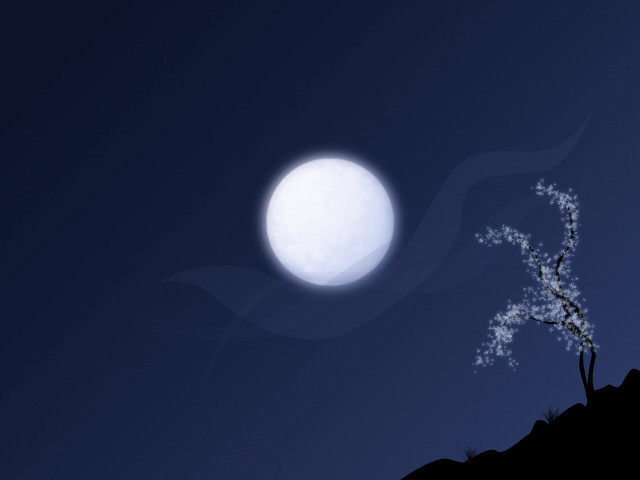 Full moon tree hill night #2 free wallpaper - medium preview image