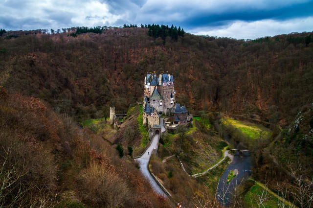 Castle forest river road scenery free wallpaper - medium preview image