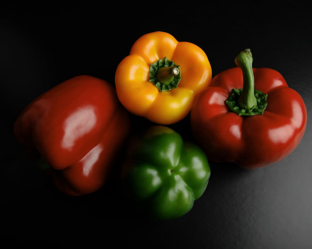 Three peppers table black surface free wallpaper - medium preview image
