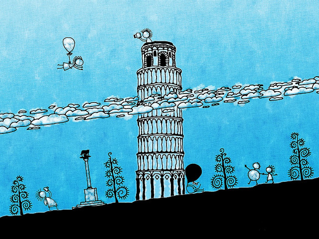 Tower sky background clouds drawing #2 free wallpaper - medium preview image