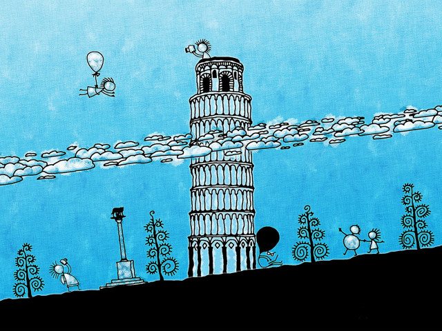 Tower sky background clouds drawing #4 free wallpaper - medium preview image