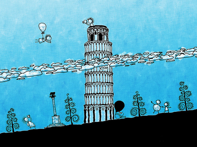 Tower sky background clouds drawing #5 free wallpaper - medium preview image