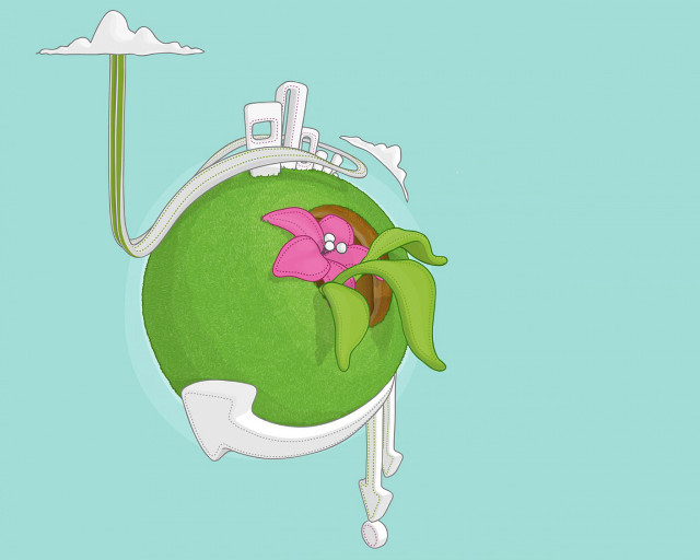 Cartoon character pink flower green free wallpaper - medium preview image