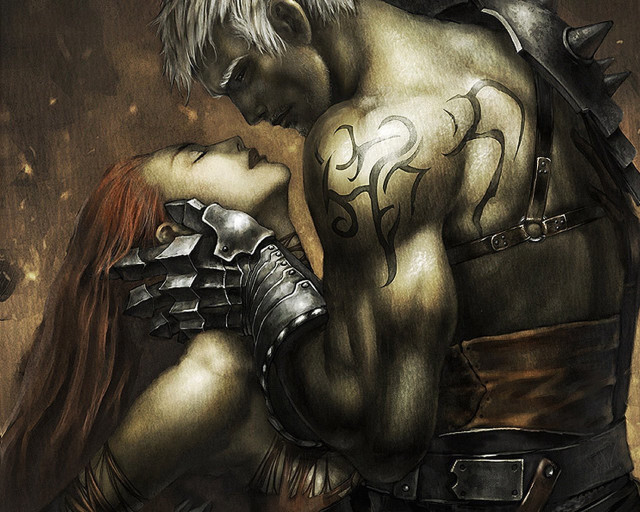 Man woman painting style artwork free wallpaper - medium preview image