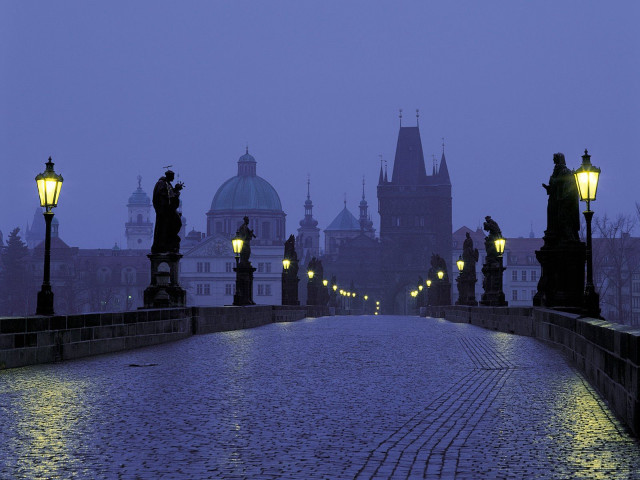 Bridge streetlight castle nighttime lights #3 free wallpaper - medium preview image