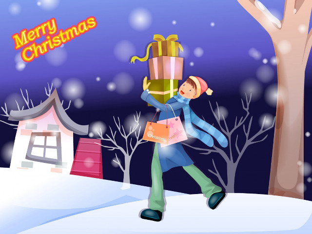 Person carrying large bag presents free wallpaper - medium preview image