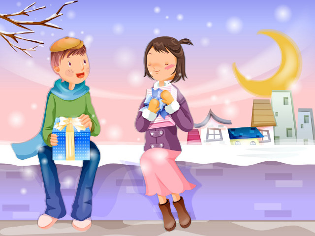 Boy girl bench gift moon #2 free wallpaper - medium preview image