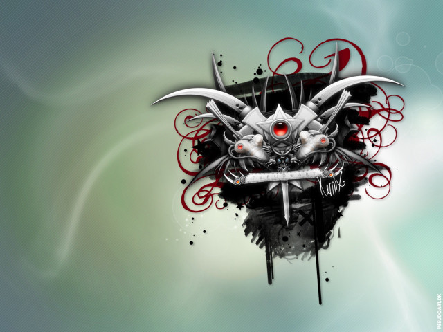 Skull swords digital painting face #2 free wallpaper - medium preview image