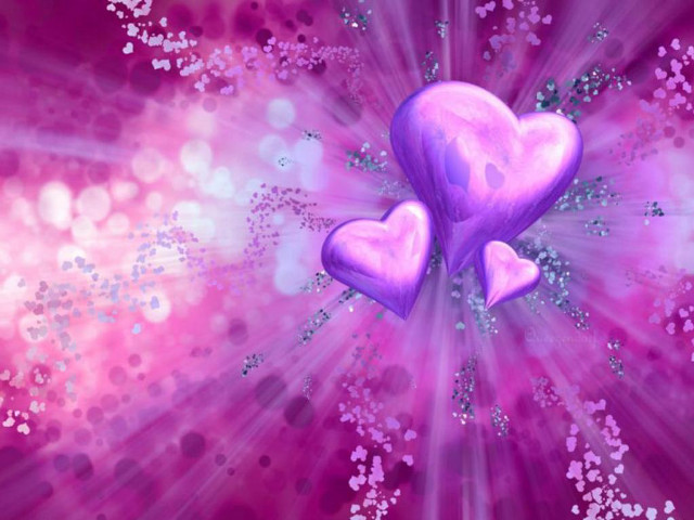 Two hearts pink background stars free wallpaper - medium preview image