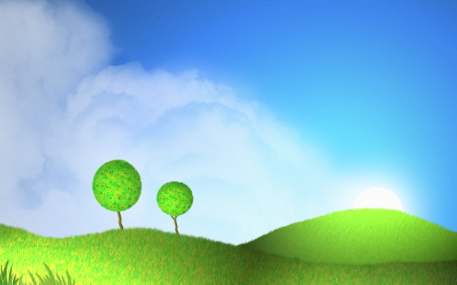 Trees hill blue sky clouds #2 free wallpaper - medium preview image