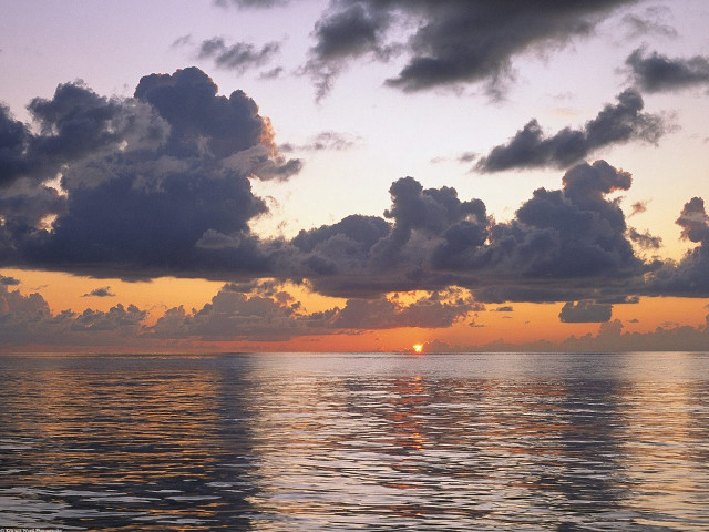 Sunset ocean clouds boat sky free wallpaper - medium preview image