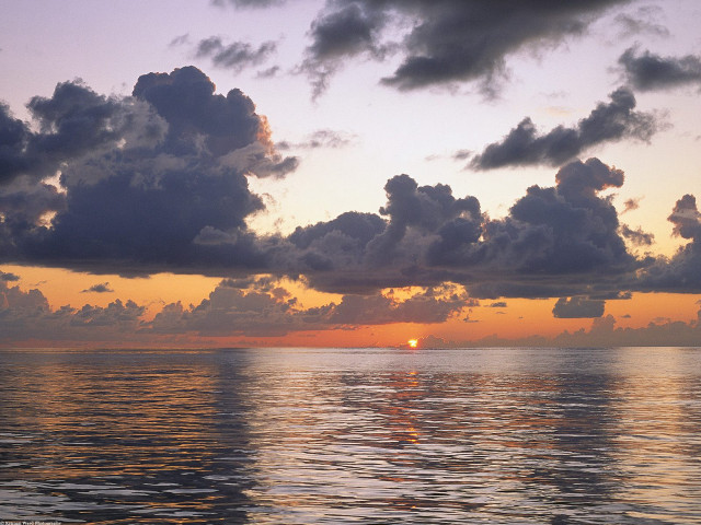 Sunset ocean clouds boat sky #3 free wallpaper - medium preview image