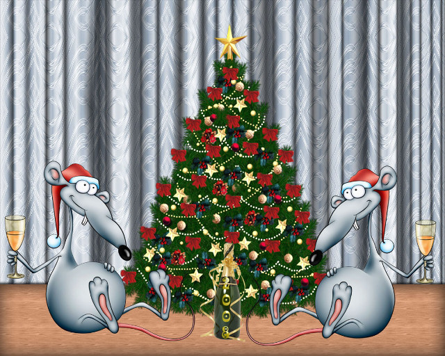 Christmas tree mice sitting next #2 free wallpaper - medium preview image