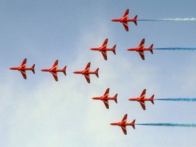 Planes flying formation smoke sky #3 free wallpaper - medium preview image