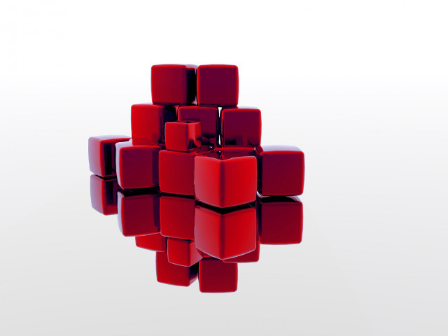 Red cubes stacked pyramid reflection free wallpaper - medium preview image