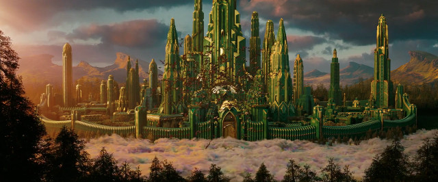 Castle mountains trees cloudy sky free wallpaper - medium preview image