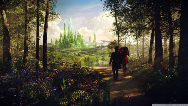Couple walking path forest castle free wallpaper - medium preview image