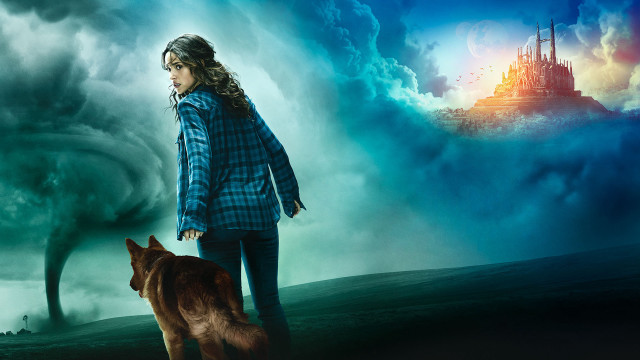 Woman dog tornado cloud castle free wallpaper - medium preview image
