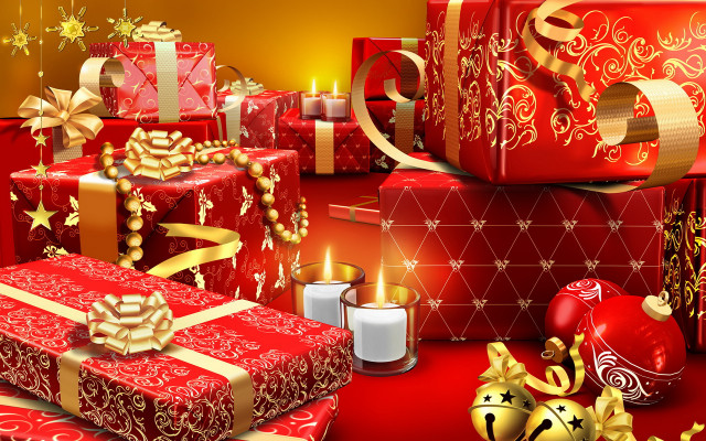 Presents table candles ornaments holiday #3 free wallpaper - medium preview image