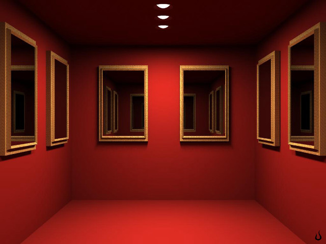 Red room mirrors red floor free wallpaper - medium preview image