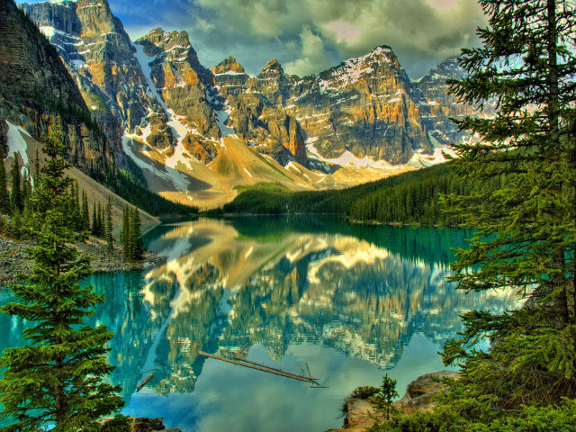 Mountain lake trees background clouds #4 free wallpaper - medium preview image