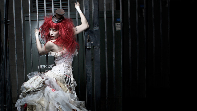 Woman red hair skeleton dress free wallpaper - medium preview image