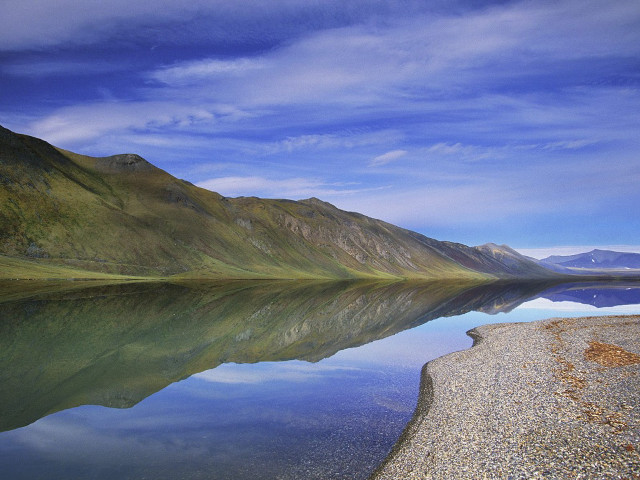 Mountain range reflection lake sunny free wallpaper - medium preview image