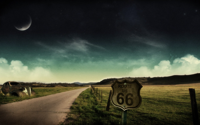 Road sign cow moon sky free wallpaper - medium preview image