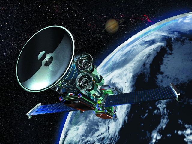 Satellite flying over planet space #2 free wallpaper - medium preview image