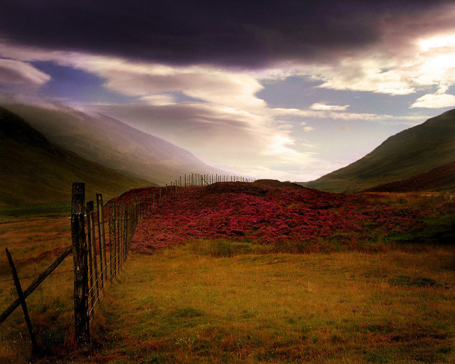 Field fence mountain clouds grass #3 free wallpaper - medium preview image