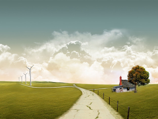 House hill path windmills distance #2 free wallpaper - medium preview image