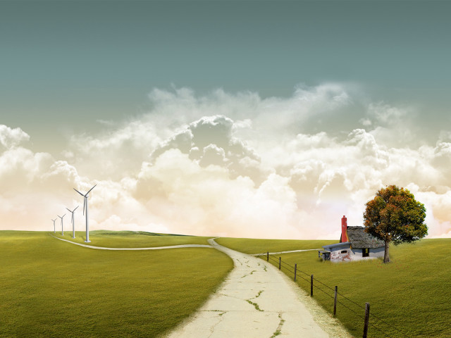 House hill path windmills distance #5 free wallpaper - medium preview image