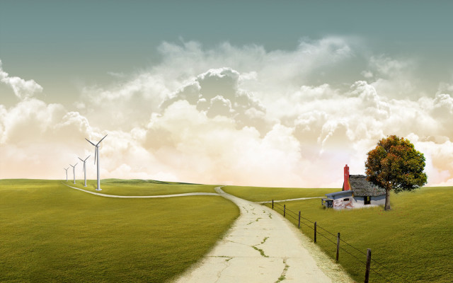 House hill path windmills distance #11 free wallpaper - medium preview image