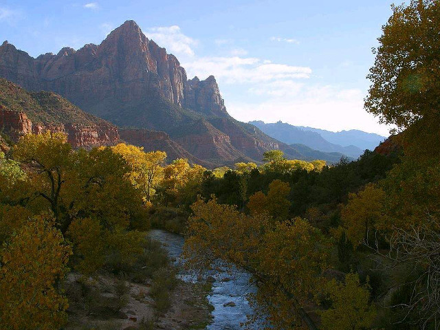 River lush forest trees mountains free wallpaper - medium preview image