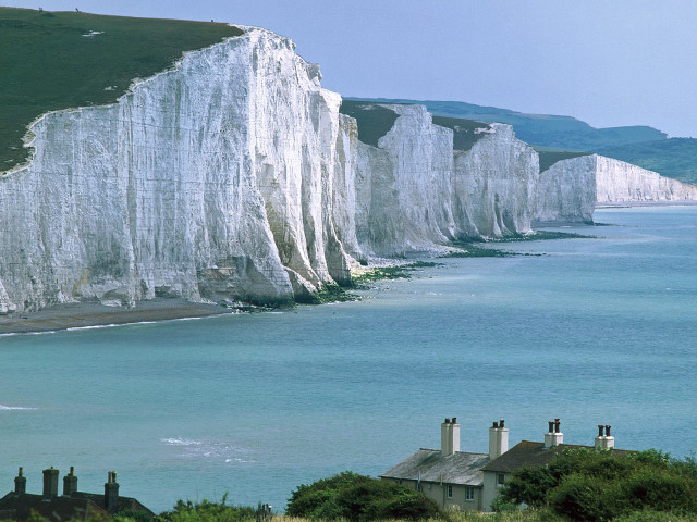 White cliff house water view free wallpaper - medium preview image
