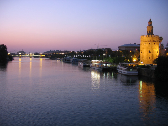 River boats tower dusk bridge free wallpaper - medium preview image